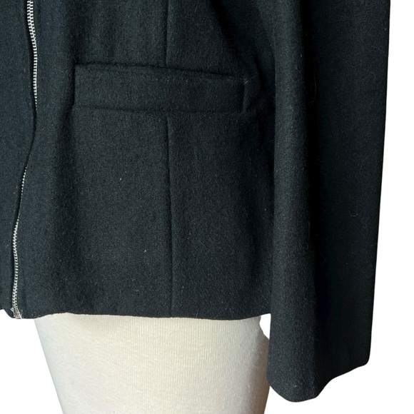 VINTAGE 90s Women’s Preppy Classic Chic Black Wool Zip Up Jacket Sz 6/8 - Picture 4 of 6